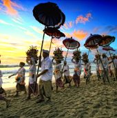 Melasti; an Hindu purification ritual held 2-4 days before Nyepi in order to cleanse both human beings and the universe from negative energy.